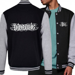 Teddy baseball en molleton noir et gris chiné Wire Lettering (Diabolik)
