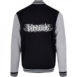 Teddy baseball en molleton noir et gris chiné Wire Lettering (Diabolik)