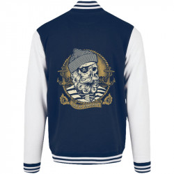 Teddy baseball en molleton bleu marine et blanc Santa Muerte - Dead Fisherman (Simon,Santa Muerte,Têtes de morts)
