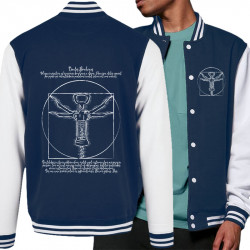 Teddy baseball en molleton bleu marine et blanc Tractus Bouchonus Vitruve (Gondrax,Alcool,Musée,Homme de Vitruve)