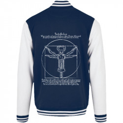 Teddy baseball en molleton bleu marine et blanc Tractus Bouchonus Vitruve (Gondrax,Alcool,Musée,Homme de Vitruve)