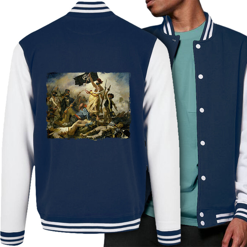 Teddy baseball en molleton bleu marine et blanc Viva la revolution (Gondrax,Humour,Slogans engagés)
