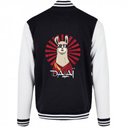 Teddy baseball en molleton noir et blanc Dalaï Lama (Le Duc,Animaux,Humour)