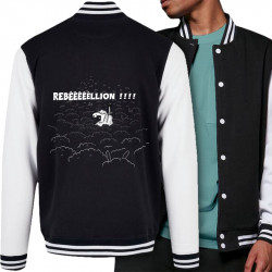 Teddy baseball en molleton noir et blanc Rebêêêêêllion (Mr Mouton,Animaux,Humour)