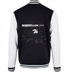 Teddy baseball en molleton noir et blanc Rebêêêêêllion (Mr Mouton,Animaux,Humour)