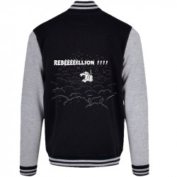 Teddy baseball en molleton noir et gris chiné Rebêêêêêllion (Mr Mouton,Animaux,Humour)
