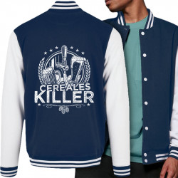 Teddy baseball en molleton bleu marine et blanc Céréales Killer 2 (Gondrax,Alcool,Humour)