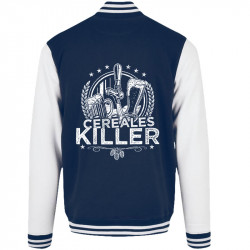 Teddy baseball en molleton bleu marine et blanc Céréales Killer 2 (Gondrax,Alcool,Humour)