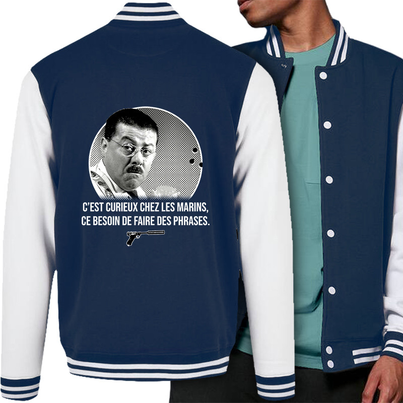 Teddy baseball en molleton bleu marine et blanc Les marins (Gondrax,Films/Séries,Les Tontons Flingueurs)