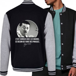 Teddy baseball en molleton noir et gris chiné Les marins (Gondrax,Films/Séries,Les Tontons Flingueurs)