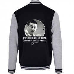 Teddy baseball en molleton noir et gris chiné Les marins (Gondrax,Films/Séries,Les Tontons Flingueurs)