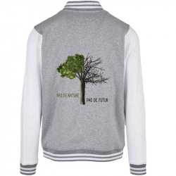 Teddy baseball en molleton gris chiné et blanc Pas de nature Arbre (Gondrax,Ecologie,Slogans engagés)