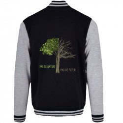 Teddy baseball en molleton noir et gris chiné Pas de nature Arbre (Gondrax,Ecologie,Slogans engagés)
