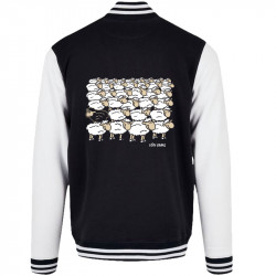 Teddy baseball en molleton noir et blanc Stay Rebel Moutons (Gondrax,Animaux,Humour)