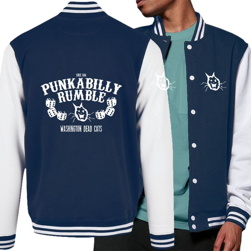 Teddy baseball en molleton bleu marine et blanc Washington Dead Cats - Punkabilly Rumble (Washington Dead Cats)