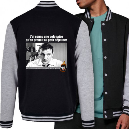Teddy baseball en molleton noir et gris chiné Une polonaise (Films/Séries,Les Tontons Flingueurs)