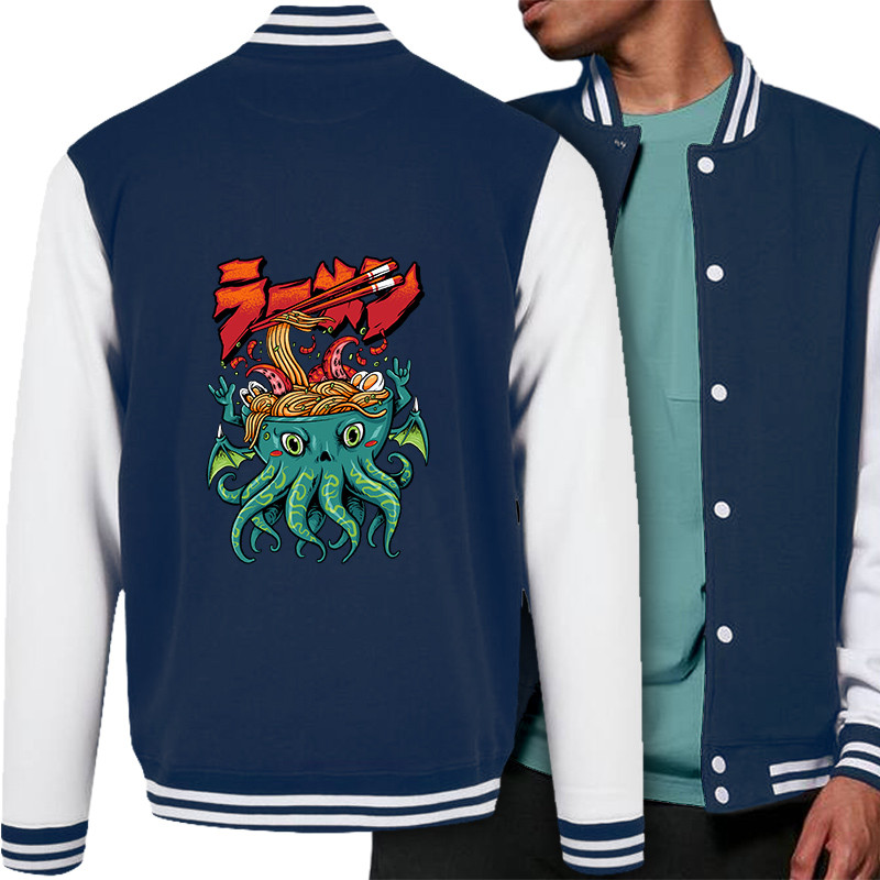 Teddy baseball en molleton bleu marine et blanc Cthulhu noodles (Manga Kawaï japan,Jeux Vidéo / Geek)