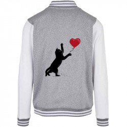 Teddy baseball en molleton gris chiné et blanc Banksy Cat (Le Duc,Animaux,Musée,Chats)