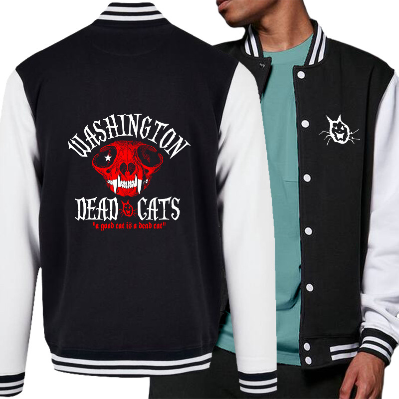 Teddy baseball en molleton noir et blanc Washington Dead Cats - A Good Cat (Washington Dead Cats)
