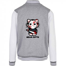 Teddy baseball en molleton gris chiné et blanc Hello Kittu (Blacksquare,Films/Séries,Humour,Manga Kawaï japan,Chats)