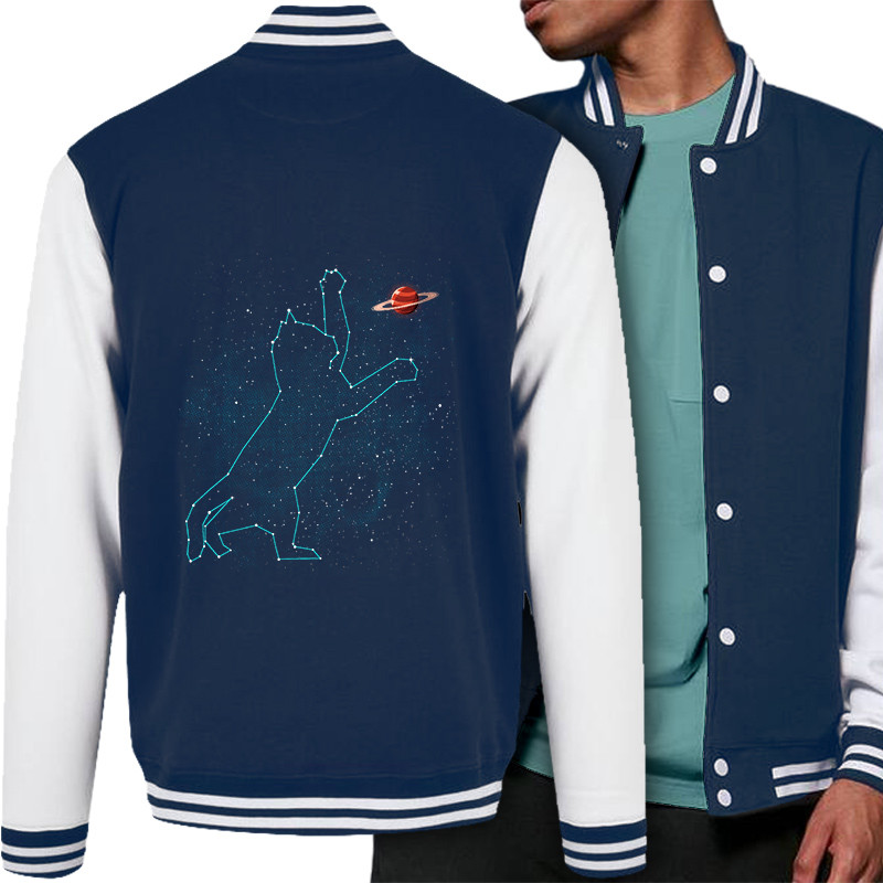 Teddy baseball en molleton bleu marine et blanc Space Cat (Le Duc,Animaux,Chats)