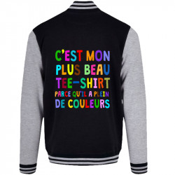 Teddy baseball en molleton noir et gris chiné Plus beau tee-shirt (Gondrax,Humour)