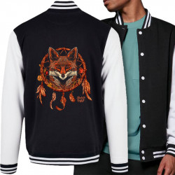Teddy baseball en molleton noir et blanc Indian Fox (Gondrax,Bad River,Animaux)