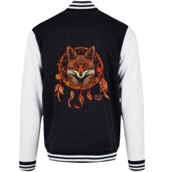 Teddy baseball en molleton noir et blanc Indian Fox (Gondrax,Bad River,Animaux)