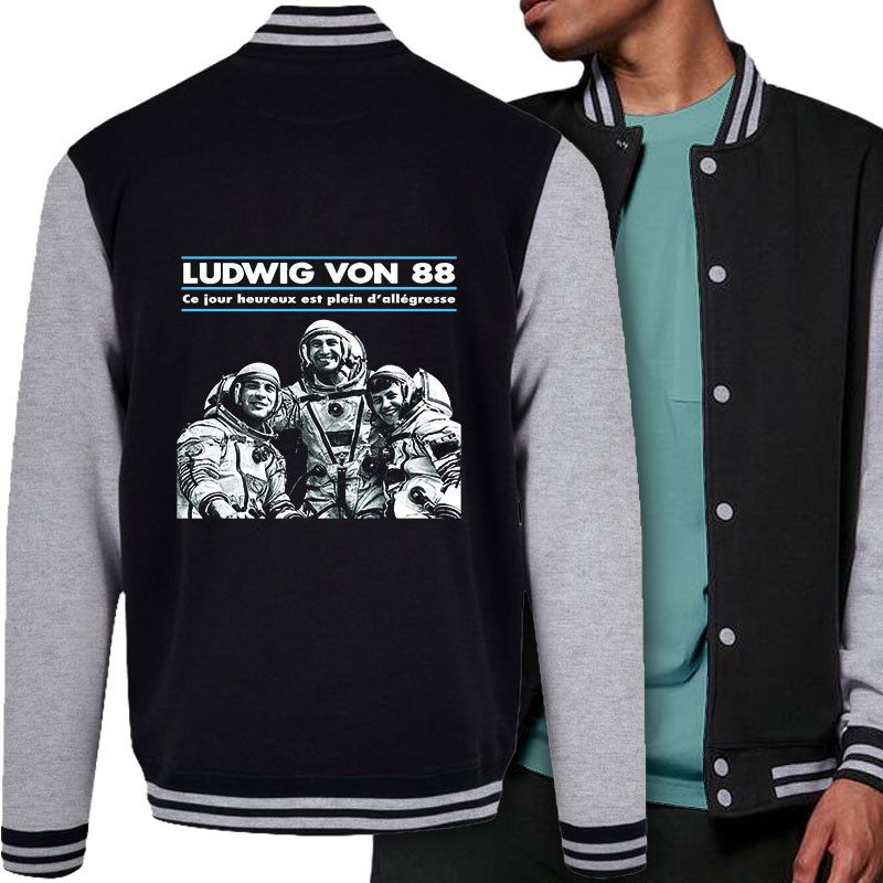 Teddy baseball en molleton noir et gris chiné Ludwig Von 88 - Ce jour heureux (Ludwig Von 88)