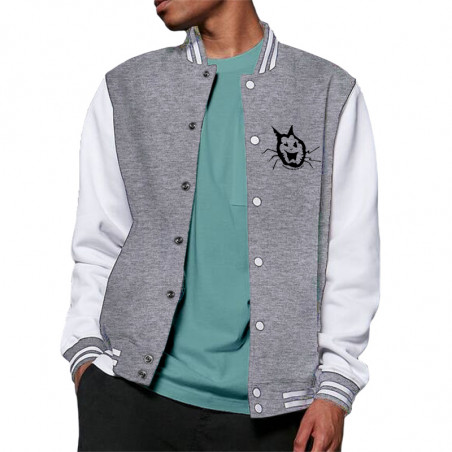 Teddy baseball en molleton gris chiné et blanc Washington Dead Cats - Old School Cat (Washington Dead Cats)