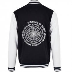 Teddy baseball en molleton noir et blanc Aie confiance (Gondrax,Slogans Débiles,Humour)