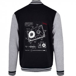 Teddy baseball en molleton noir et gris chiné Cassette audio plan (Le Duc,Divers)