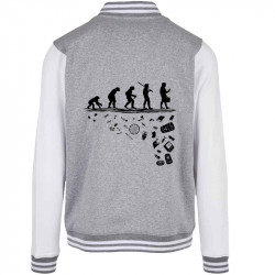 Teddy baseball en molleton gris chiné et blanc Evolution Pollution (Gondrax,Evolution,Ecologie)