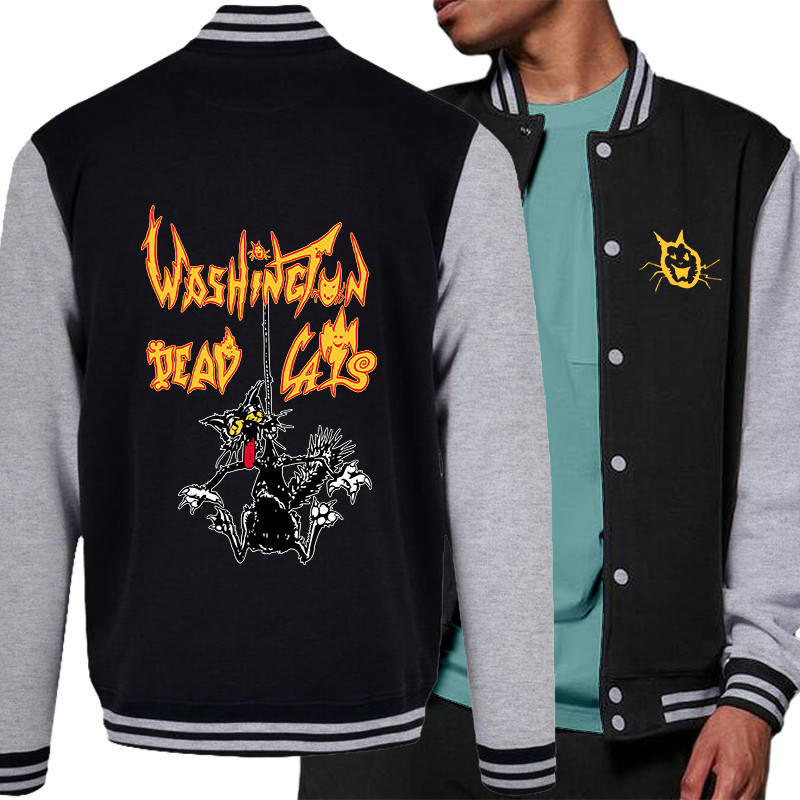 Teddy baseball en molleton noir et gris chiné Washington Dead Cats - Hanged Cat (Washington Dead Cats)
