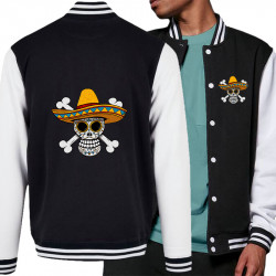 Teddy baseball en molleton noir et blanc One Piece Mexican Skull (Le Duc,Manga Kawaï japan,Films/Séries,Têtes de morts,Détournem