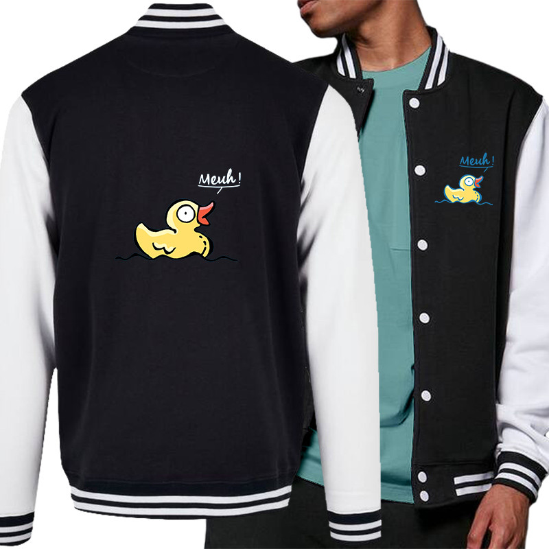 Teddy baseball en molleton noir et blanc Canard meuh (Gondrax,Animaux,Humour)
