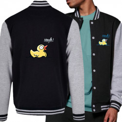Teddy baseball en molleton noir et gris chiné Canard meuh (Gondrax,Animaux,Humour)