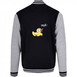 Teddy baseball en molleton noir et gris chiné Canard meuh (Gondrax,Animaux,Humour)