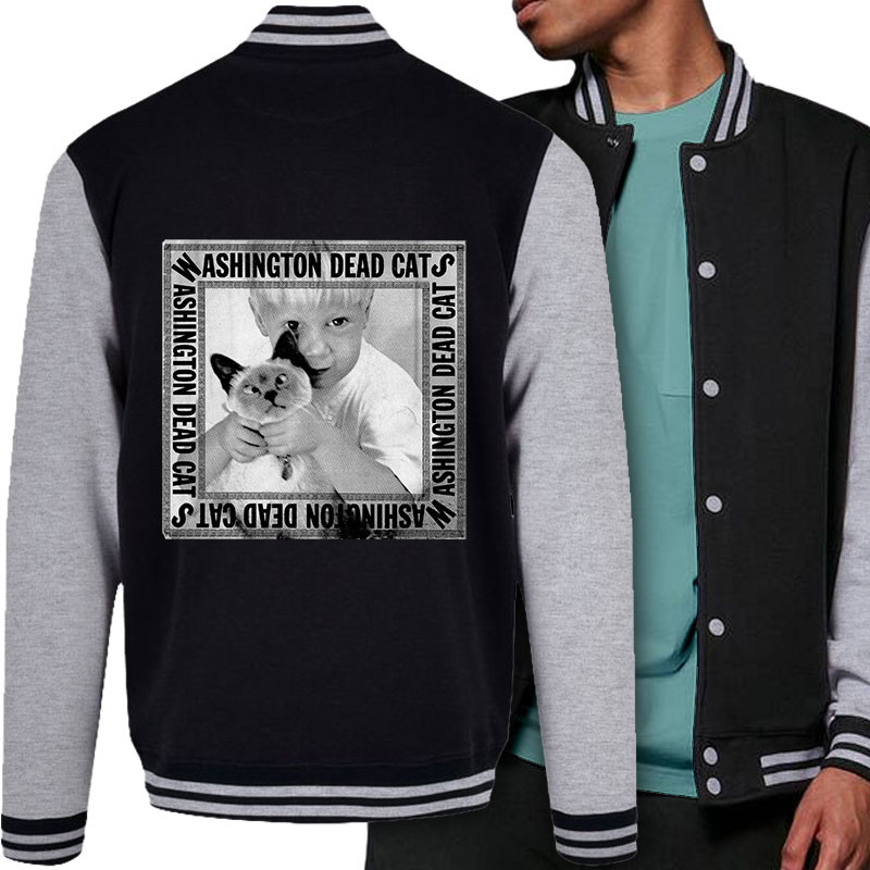 Teddy baseball en molleton noir et gris chiné Washington Dead Cats - First EP (Washington Dead Cats)