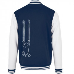 Teddy baseball en molleton bleu marine et blanc Chat griffes (Gondrax,Animaux,Chats)