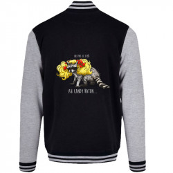 Teddy baseball en molleton noir et gris chiné Candy Raton (Mr Mouton,Animaux,Humour)