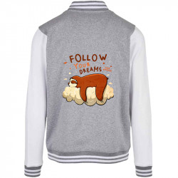 Teddy baseball en molleton gris chiné et blanc Follow your dreams paresseux (Le Duc,Animaux,Paresse)