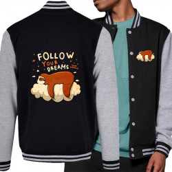 Teddy baseball en molleton noir et gris chiné Follow your dreams paresseux (Le Duc,Animaux,Paresse)