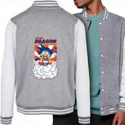 Teddy baseball en molleton gris chiné et blanc Dragon Ball Ramen (Manga Kawaï japan,Jeux Vidéo / Geek)