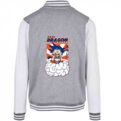 Teddy baseball en molleton gris chiné et blanc Dragon Ball Ramen (Manga Kawaï japan,Jeux Vidéo / Geek)