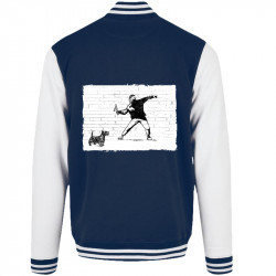 Teddy baseball en molleton bleu marine et blanc Banksy Vas chercher (Gondrax,Animaux,Humour)