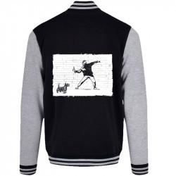 Teddy baseball en molleton noir et gris chiné Banksy Vas chercher (Gondrax,Animaux,Humour)