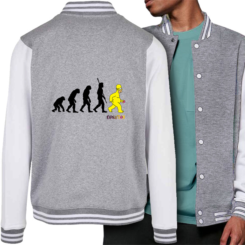 Teddy baseball en molleton gris chiné et blanc Evolution Homer Simpson (Gondrax,Films/Séries,Humour,Evolution)