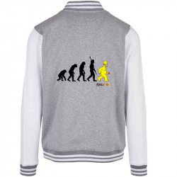 Teddy baseball en molleton gris chiné et blanc Evolution Homer Simpson (Gondrax,Films/Séries,Humour,Evolution)