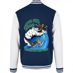 Teddy baseball en molleton bleu marine et blanc Surfing Over Tsunamis (Washington Dead Cats,Skate)